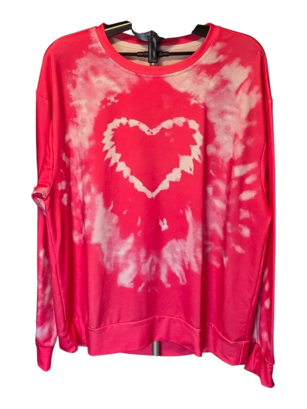 Women's Pink Tie-Dye Heart Long Sleeve Tee by